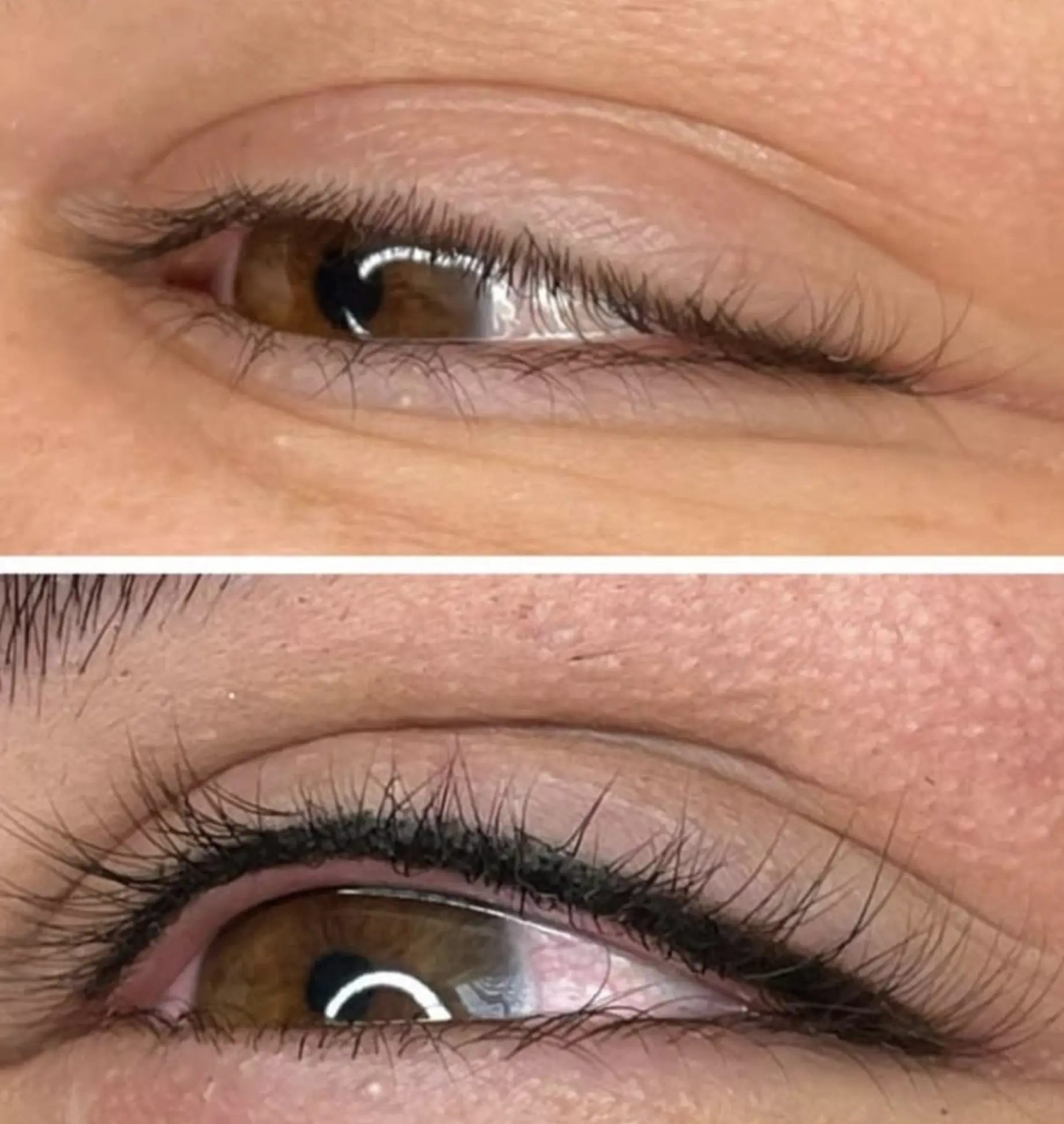 Before and after soft black eyeliner tattoo